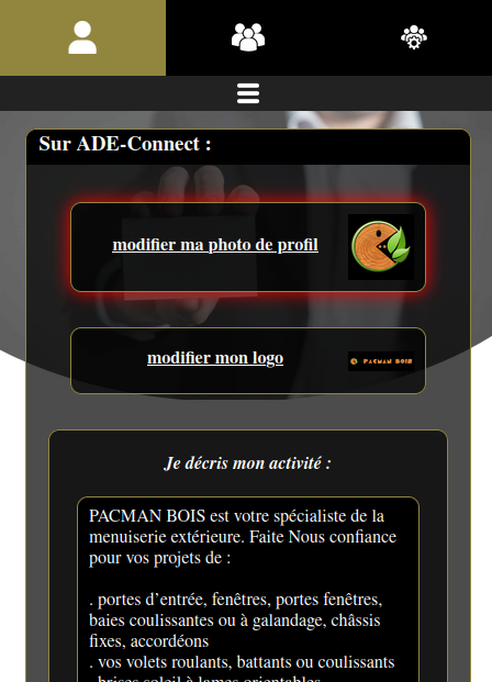 cliquer sur ajouter/modifier ma photo de profil