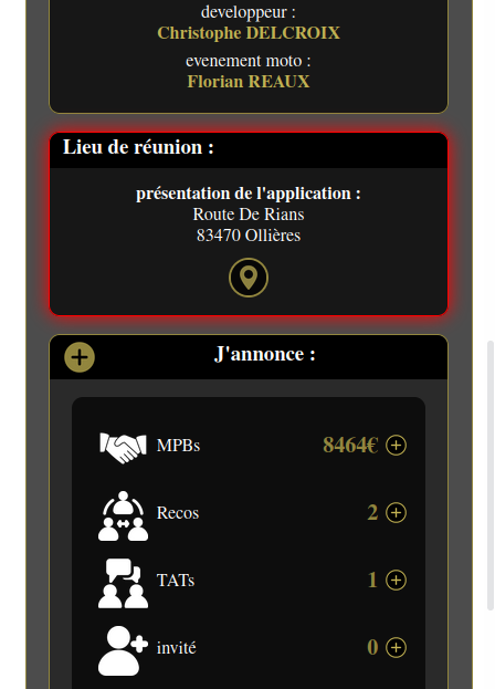 descendre à la rubrique lieu de la réunion