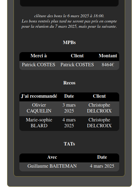détail de ce que je dois annoncer