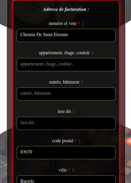 adresse de facturation