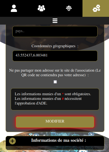 confirmer les informations personnelles