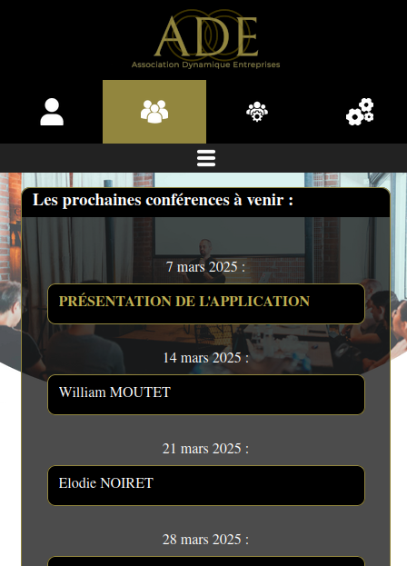 page d'accueil des membres