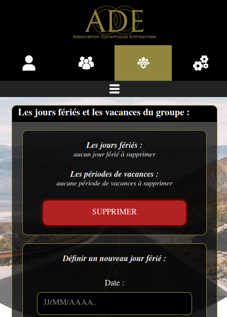 gérer les congés d'un groupe de recommandations d'affaires d'ADE