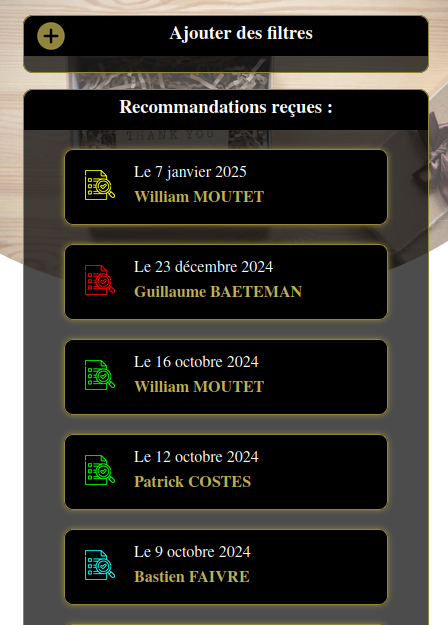 suivre les recommandations d'affaires au sein d'Association Dynamique Entreprises