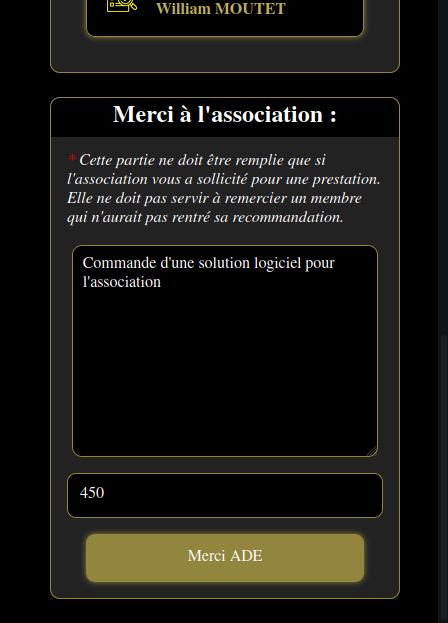 remercier l'association ADE