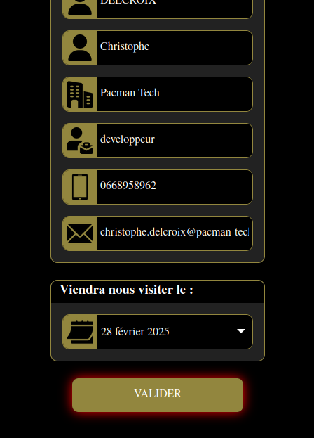 validation du formulaire