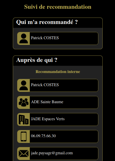 détails de la recommandation d'affaires