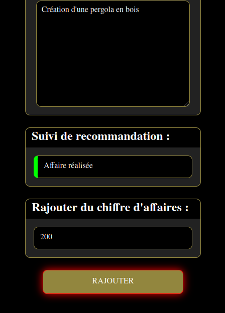 valider le chiffre d'affaires supplémentaire généré par la recommandation d'affaire