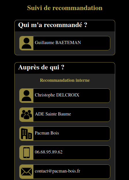 Détail d'une recommandation d'affaires