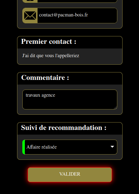 valider le statut d'une recommandation d'affaires