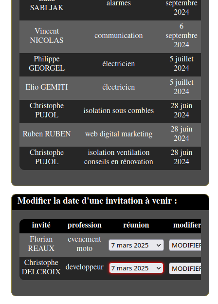 selectionner la nouvelle date de visite